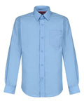 Boys Long Sleeve Non-Iron Shirt - Regular Fit - Blue - Twin Pack