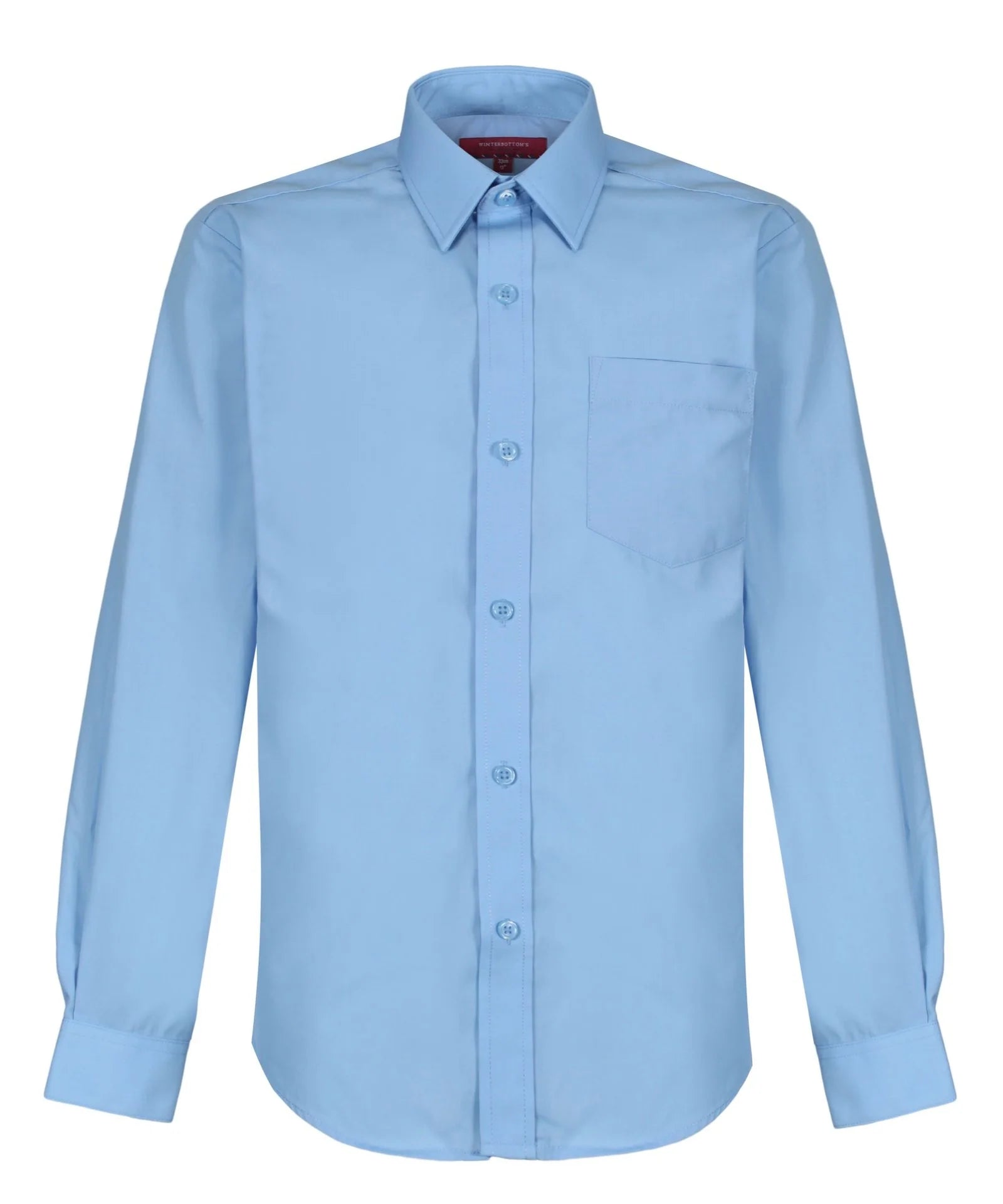 Boys Long Sleeve Non-Iron Shirt - Regular Fit - Blue - Twin Pack