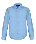 Girls Long Sleeve Non-Iron Blouse - Blue - Twin Pack