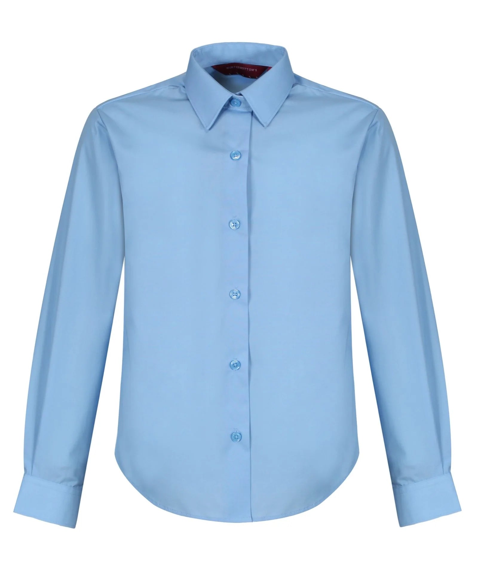 Girls Long Sleeve Non-Iron Blouse - Blue - Twin Pack