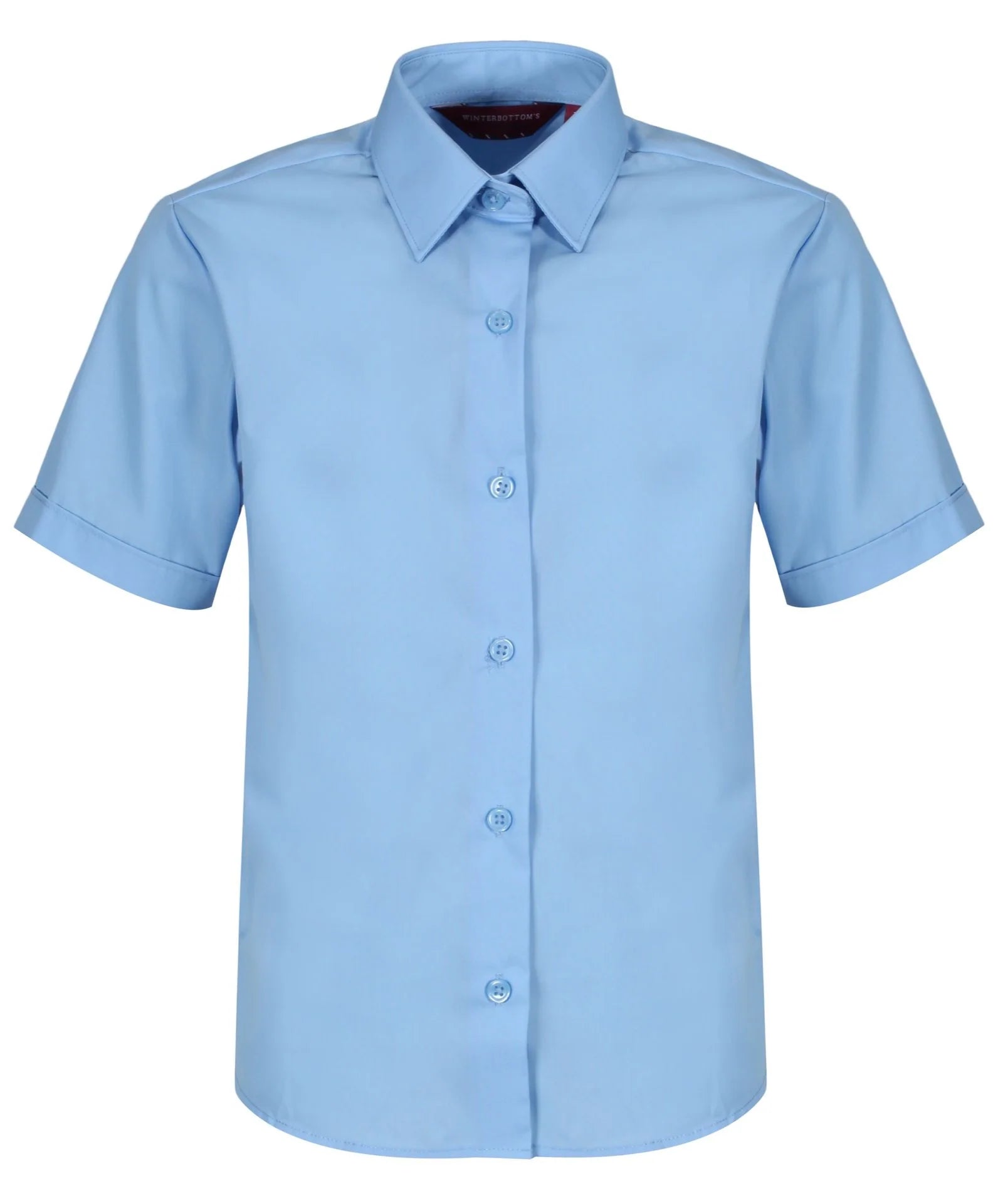 Girls Short Sleeve Non-Iron Blouse - Blue - Twin Pack